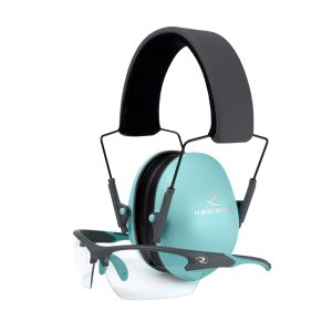 Radians G4 Junior Shooting Glasses Youth Clear Lens Charcoal Gray with Aqua Accents Frame