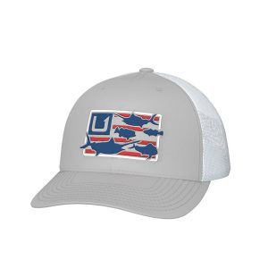 Huk Trophy Flag Trucker Hat Light Grey