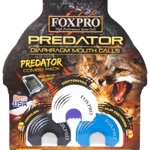 Foxpro Predator Combo Diaphragm Call Double/Triple Reed Cottontail Sounds Attracts Predators Black/Blue/White 3 Piece