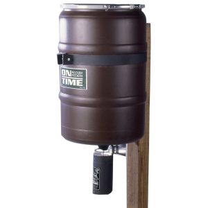 On Time Elite Lifetime Fish Feeder Combo 25 Gallon Capacity, Built-In Agitator Rod, Steel Band with Welded Bracket