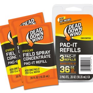 Dead Down Wind Evolve Field Spray Pac-It Refills Cover Scent Odor Eliminator Unscented Scent 36 oz Concentrate